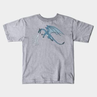 Blue Dragon Spitting Lightning Kids T-Shirt